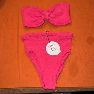 Hunza G + Net Sustain Rosie seersucker bandeau bikini NWT
